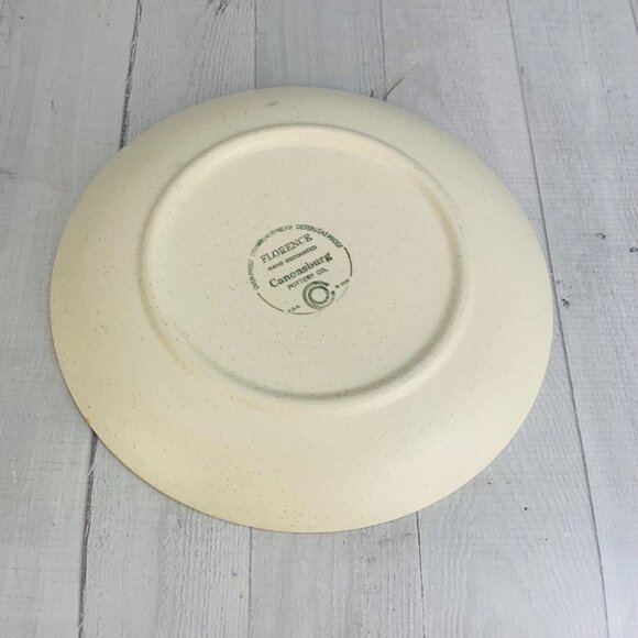 MCM 1960's Canonsburg FLORENCE Beige Speckled Blue Floral Dinner Plates Set 3 - Picture 3 of 9